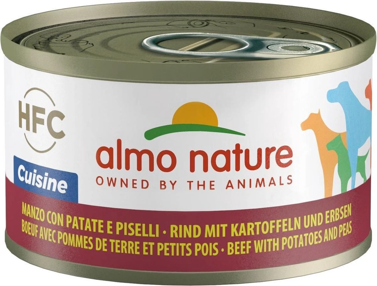 Almo Nature HFC Cuisine Natvoer Voor Honden – 24 X 95g – Rundvlees Met Aardappelen En Erwten – 24 X 95 Gram 2 Almo Nature HFC Cuisine Natvoer Voor Honden – 24 X 95g – Rundvlees Met Aardappelen En Erwten – 24 X 95 Gram