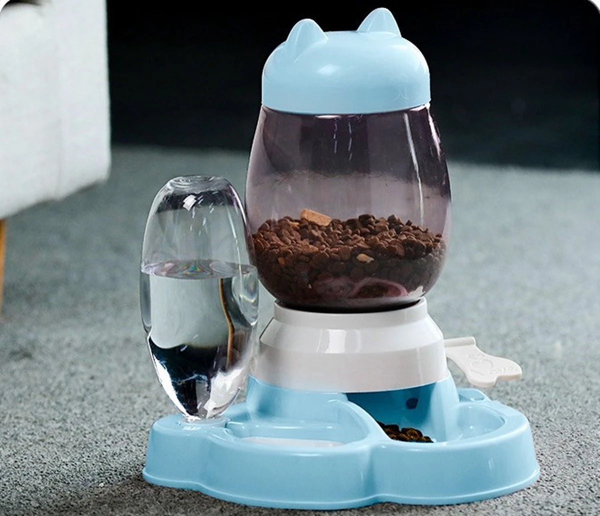 Automatische Voerbak – Voerbak – Hond En Kat – Waterbak – Voerautomaat Voor Hond En Kat – Voer En Drinkbak Combinatie – Water Dispenser – Drinkbak – Lichtblauw – Model 2 3 Automatische Voerbak – Voerbak – Hond En Kat – Waterbak – Voerautomaat Voor Hond En Kat – Voer En Drinkbak Combinatie – Water Dispenser – Drinkbak – Lichtblauw – Model 2