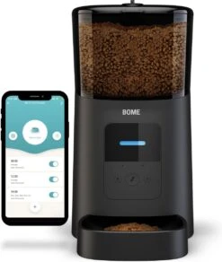 BOME Voerautomaat – App En Audio – Automatische Voerbak Kat Of Hond – Voerautomaat Kat – Zwart
