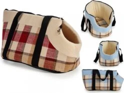 Draagtas Hond – Hondentas – Draagmand – Geruit – (28 X 39 X 40 Cm)