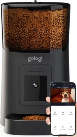 Gologi Automatische Voerbak Kat – Voerbak – Voerautomaat Voor Honden & Katten – Voerdispenser – Met Full HD Camera – Met App – Zwart