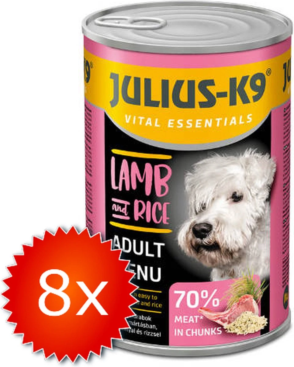Julius K9 Julius-K9 – Hondenvoer – Blikvoer – Natvoer – Adult – Lamb & Rice – 8 X 1240g 3 Julius K9 Julius-K9 – Hondenvoer – Blikvoer – Natvoer – Adult – Lamb & Rice – 8 X 1240g