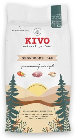 Kivo Petfood – Hondenbrokken Gedroogde Lam – 4 Kg – Koudgeperst – Graanvrij