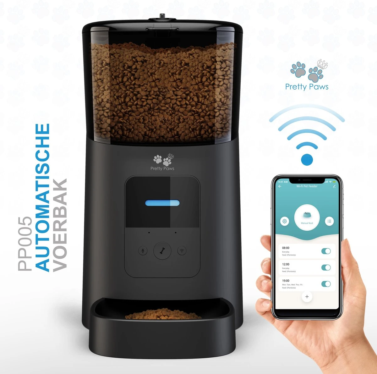 Pretty Paws PP005 Wifi Voerautomaat Zwart – Automatische Voerbak – Slimme Voerautomaat Met App – Instelbaar Voedingsschema – WIFI 3 Pretty Paws PP005 Wifi Voerautomaat Zwart – Automatische Voerbak – Slimme Voerautomaat Met App – Instelbaar Voedingsschema – WIFI