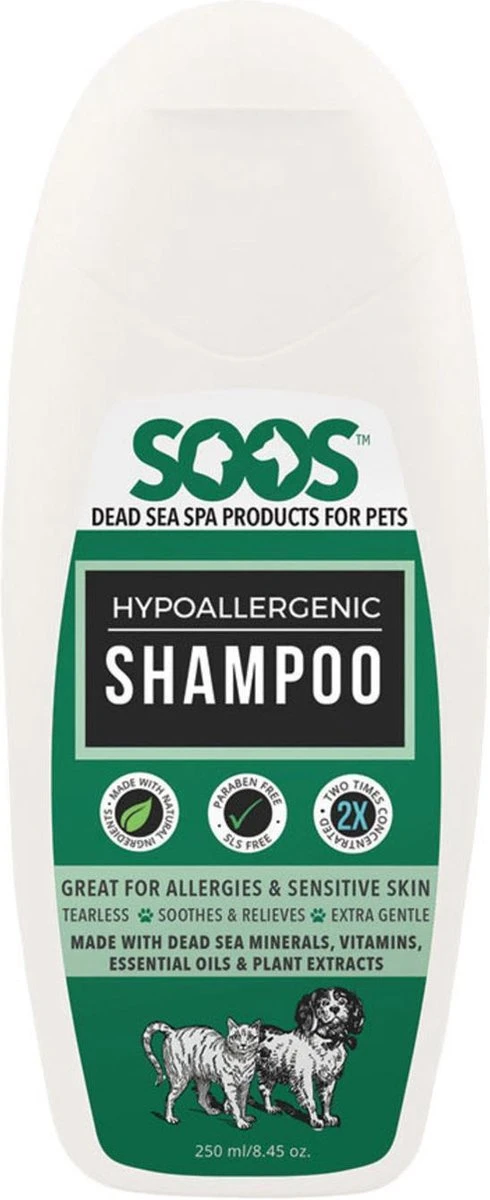 SOOS Dead Sea Hypoallergenic Shampoo – Hond/Kat 3 SOOS Dead Sea Hypoallergenic Shampoo – Hond/Kat
