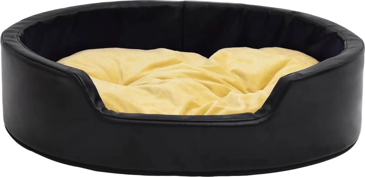 VidaLife Hondenmand 90x79x20 Cm Pluche En Kunstleer Zwart En Geel 3 VidaLife Hondenmand 90x79x20 Cm Pluche En Kunstleer Zwart En Geel